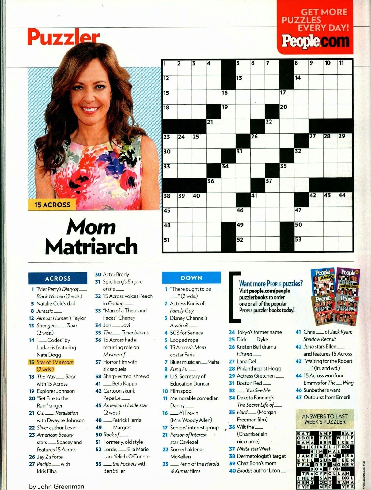 Printable People Magazine Crossword Puzzles Printable Crossword
