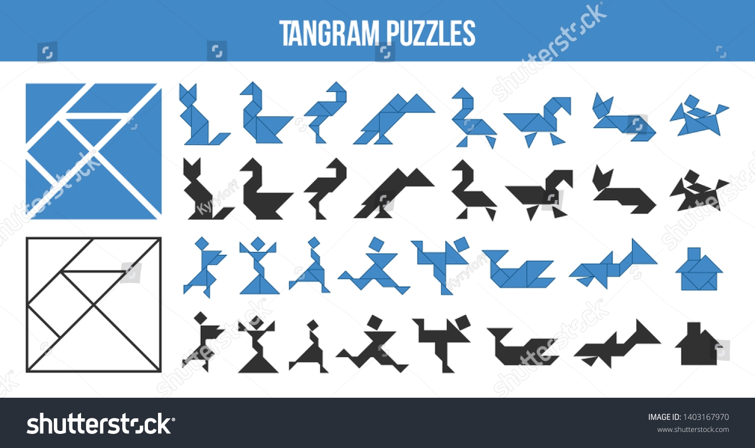 Printable Tangram Puzzle Game Set Shapes Stock Vector Royalty Free 1403167970 Shutterstock