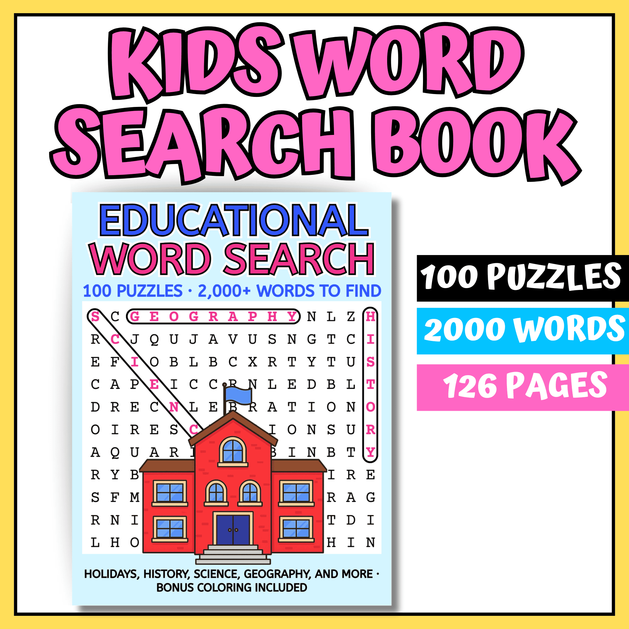 Printable Word Search Book For Kids Homeschool Of 1 Shop