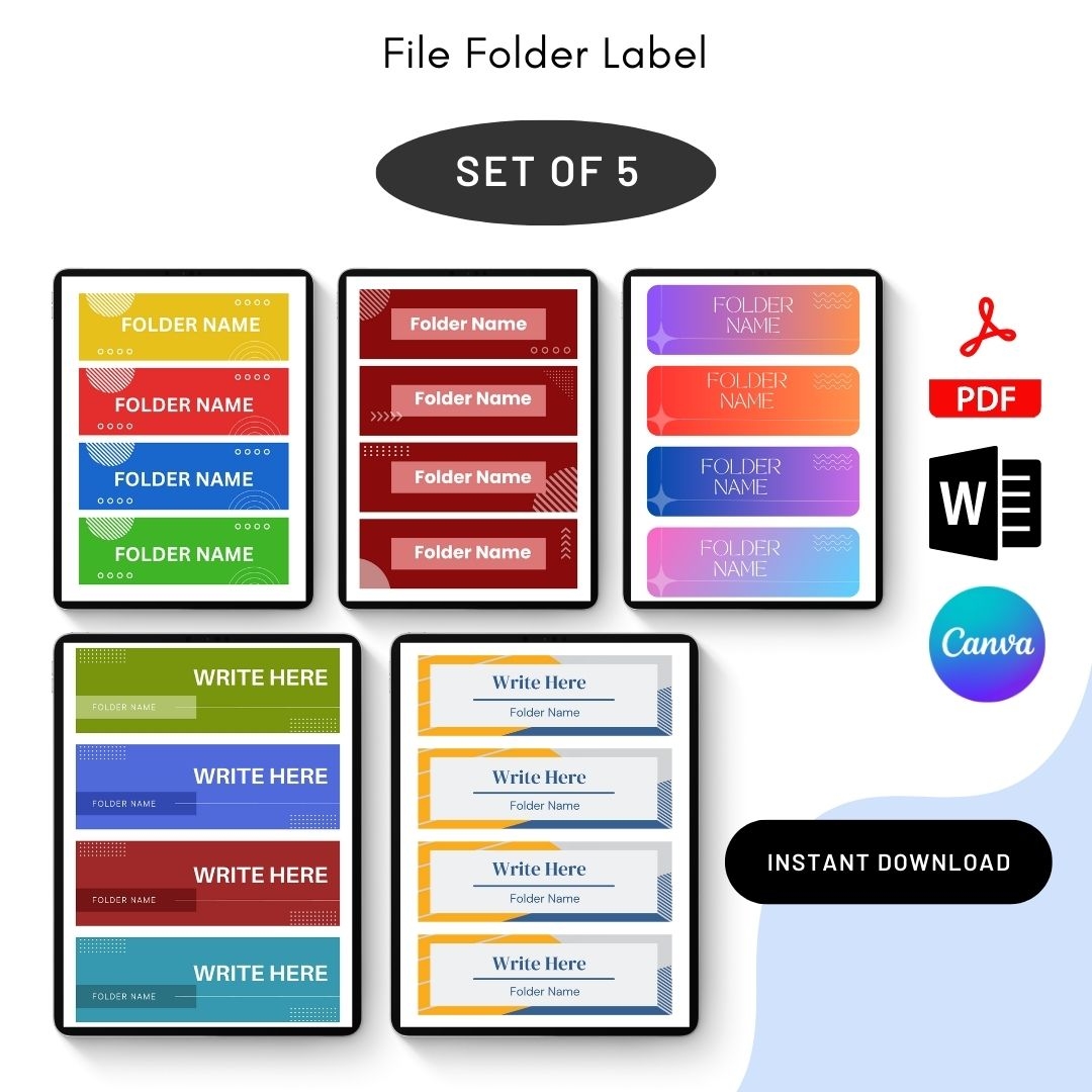 Professional File Folder Labels Template Printable U0026 Editable