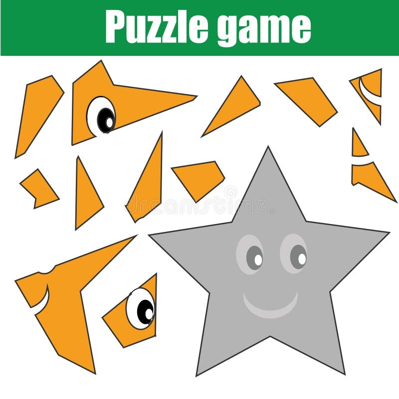 Puzzle Game With Star Shape Printable Kids Activity Sheet Stock 