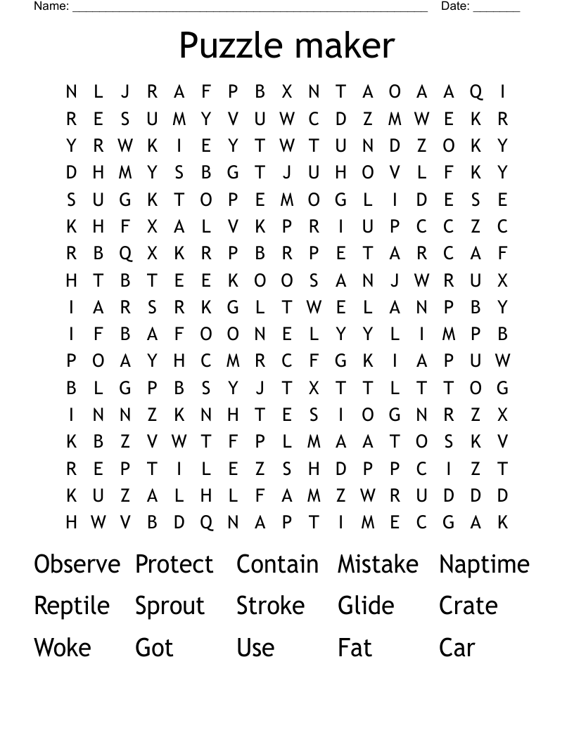 Puzzle Maker Word Search WordMint