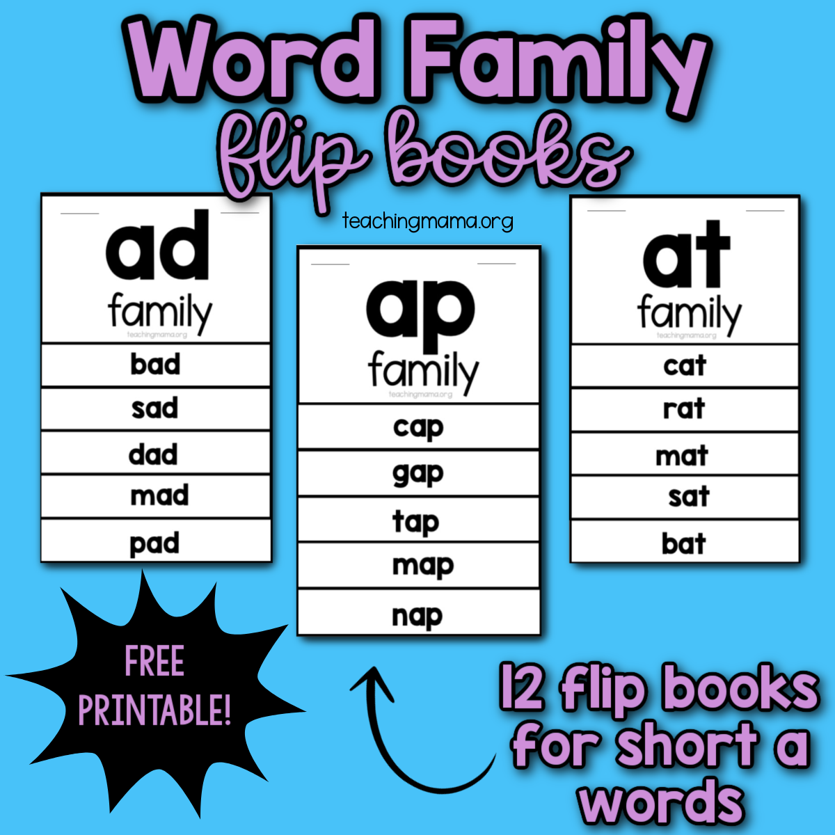 Short A Word Family Flip Books Teaching Mama