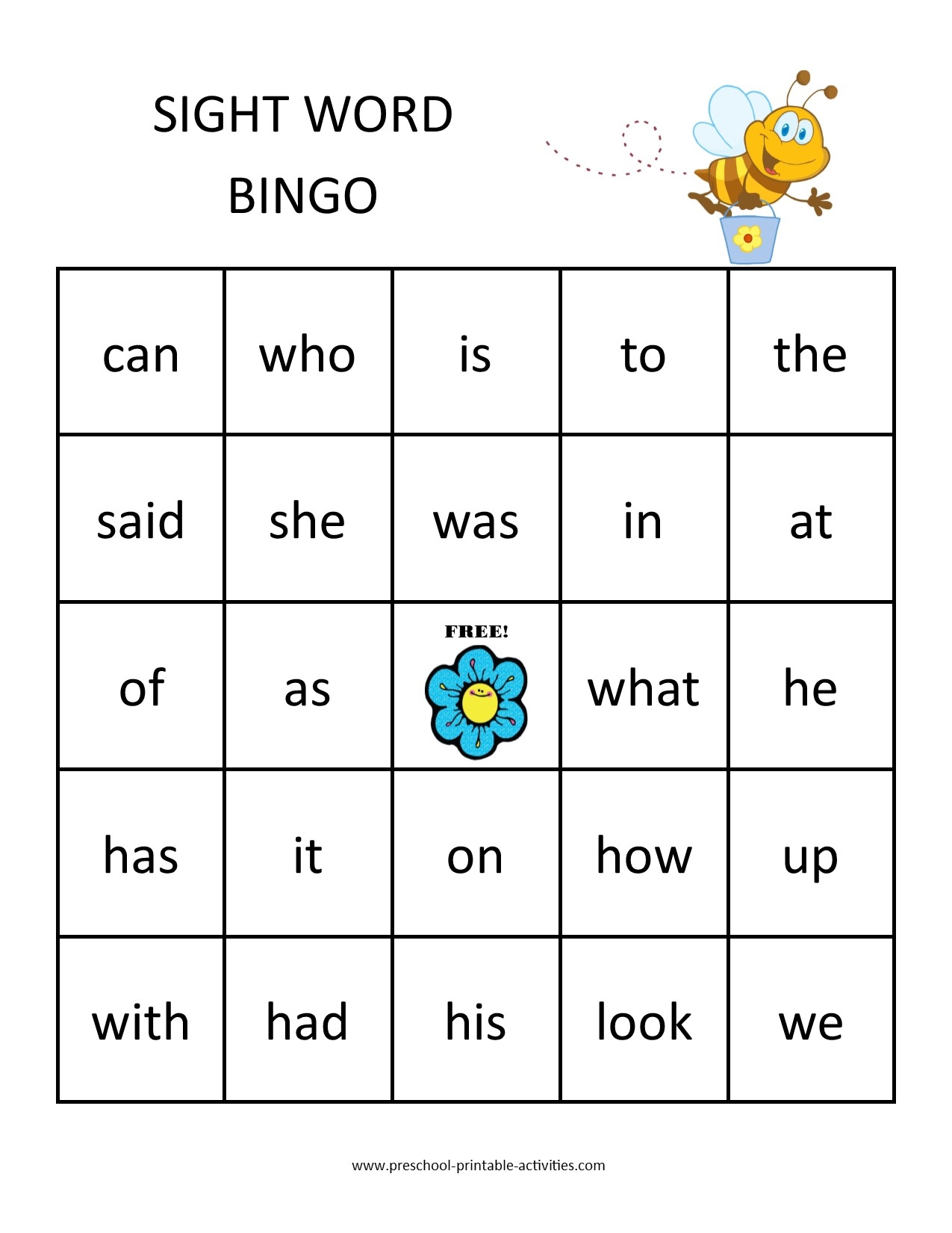 Sight Word Bingo Games Worksheets Library