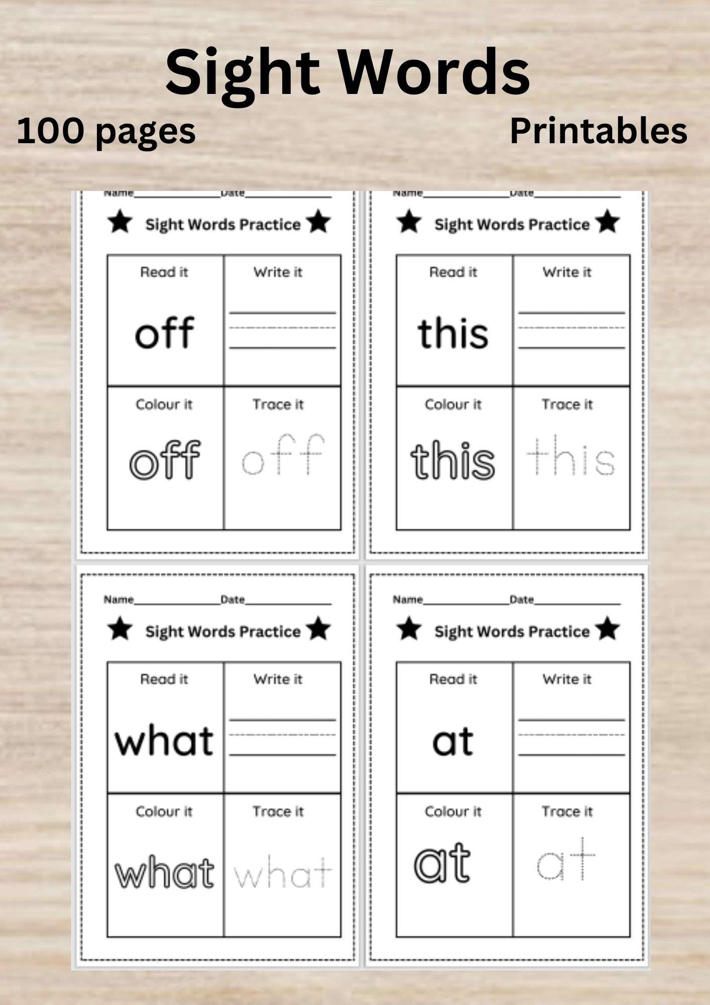 Sight Words Worksheets 100 Pages 