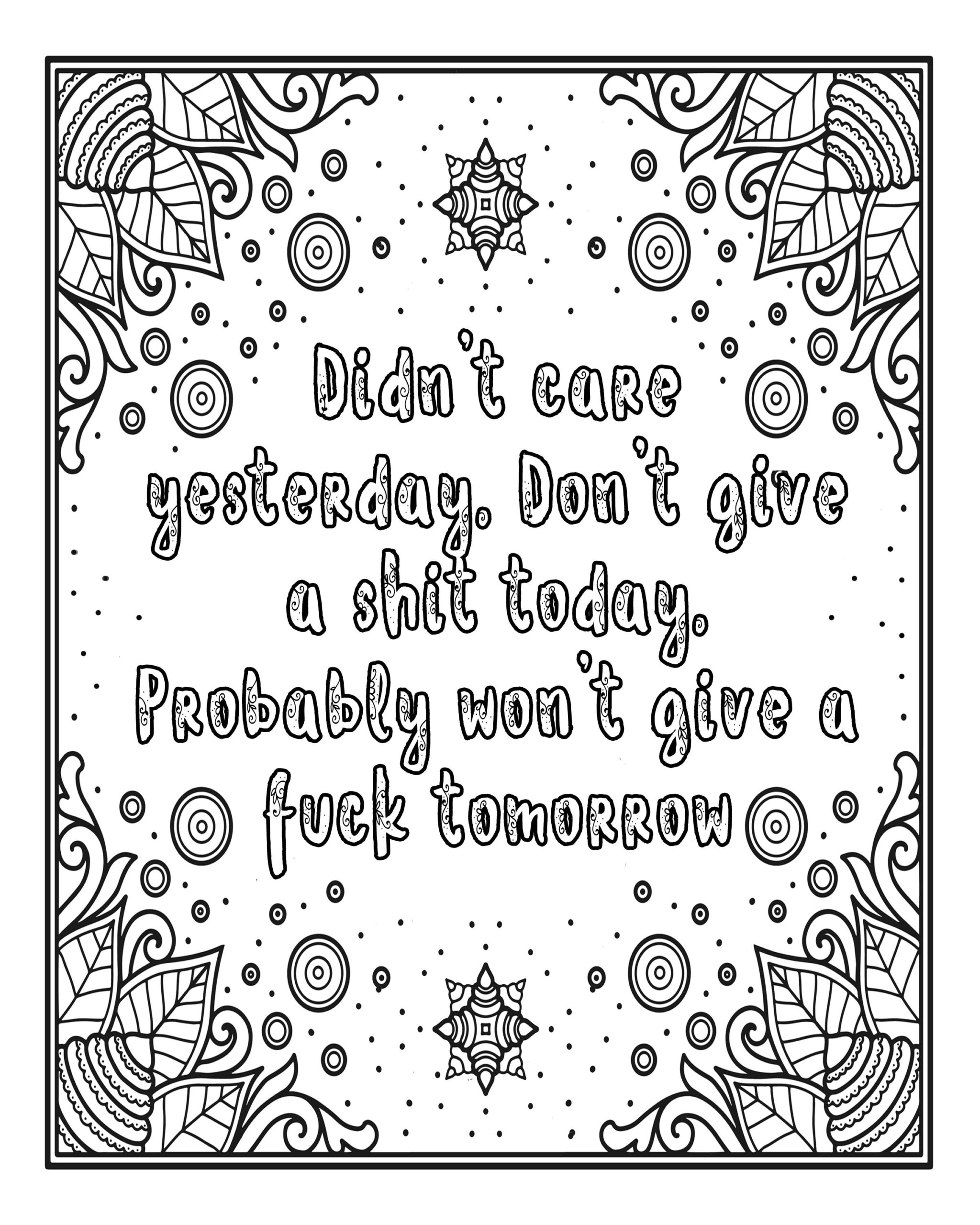 Swear Words 5 Coloring Page Bundle For Adults Swearing Cuss Words 