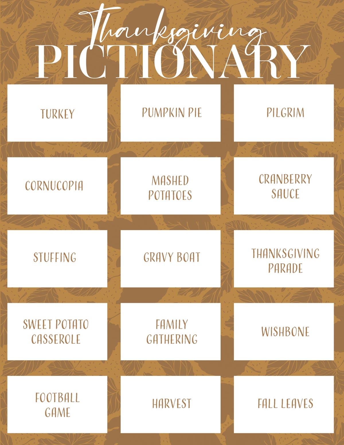 Thanksgiving Pictionary Free Printable Fun Skip To My Lou
