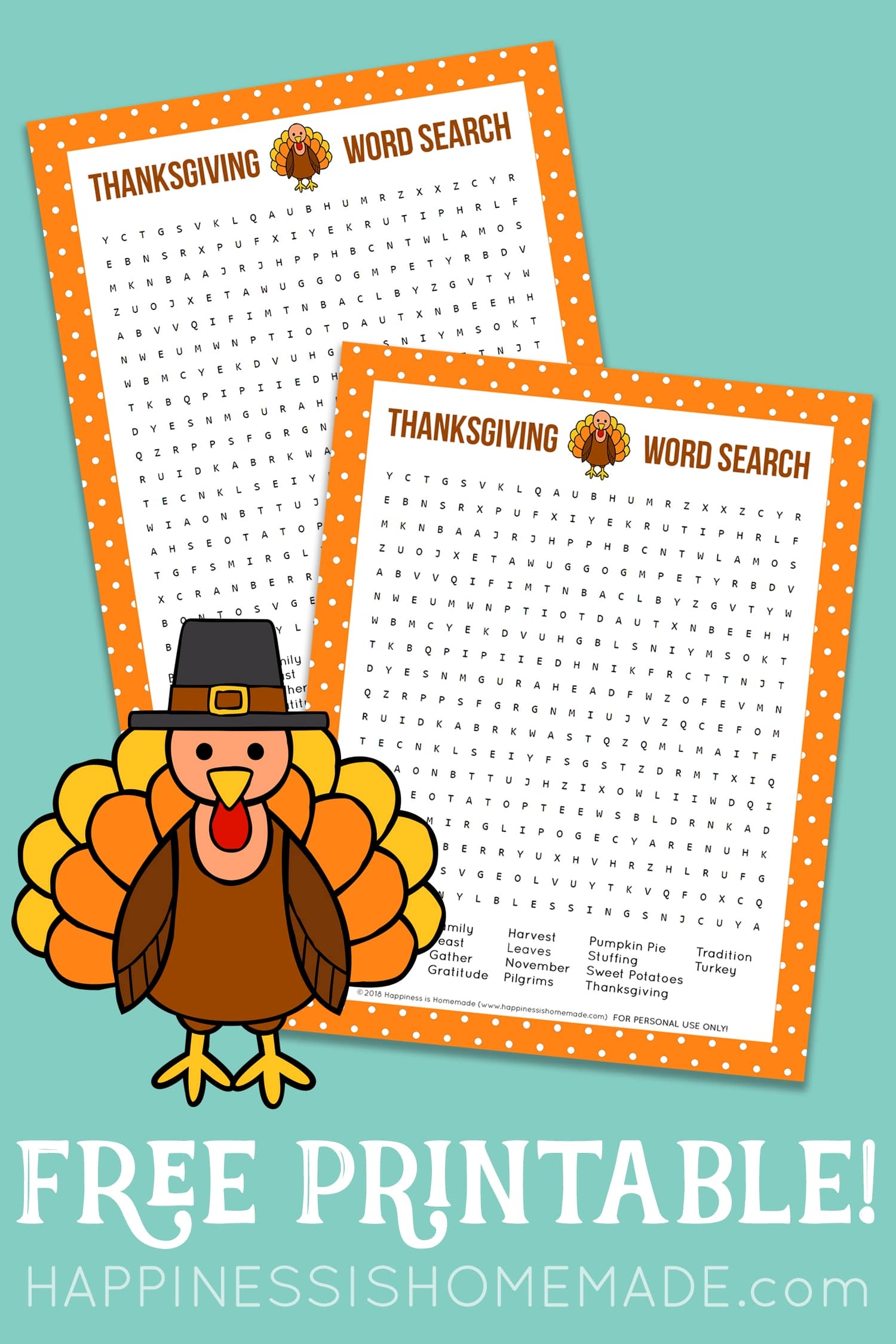 Thanksgiving Word Search Printable Happiness Is Homemade