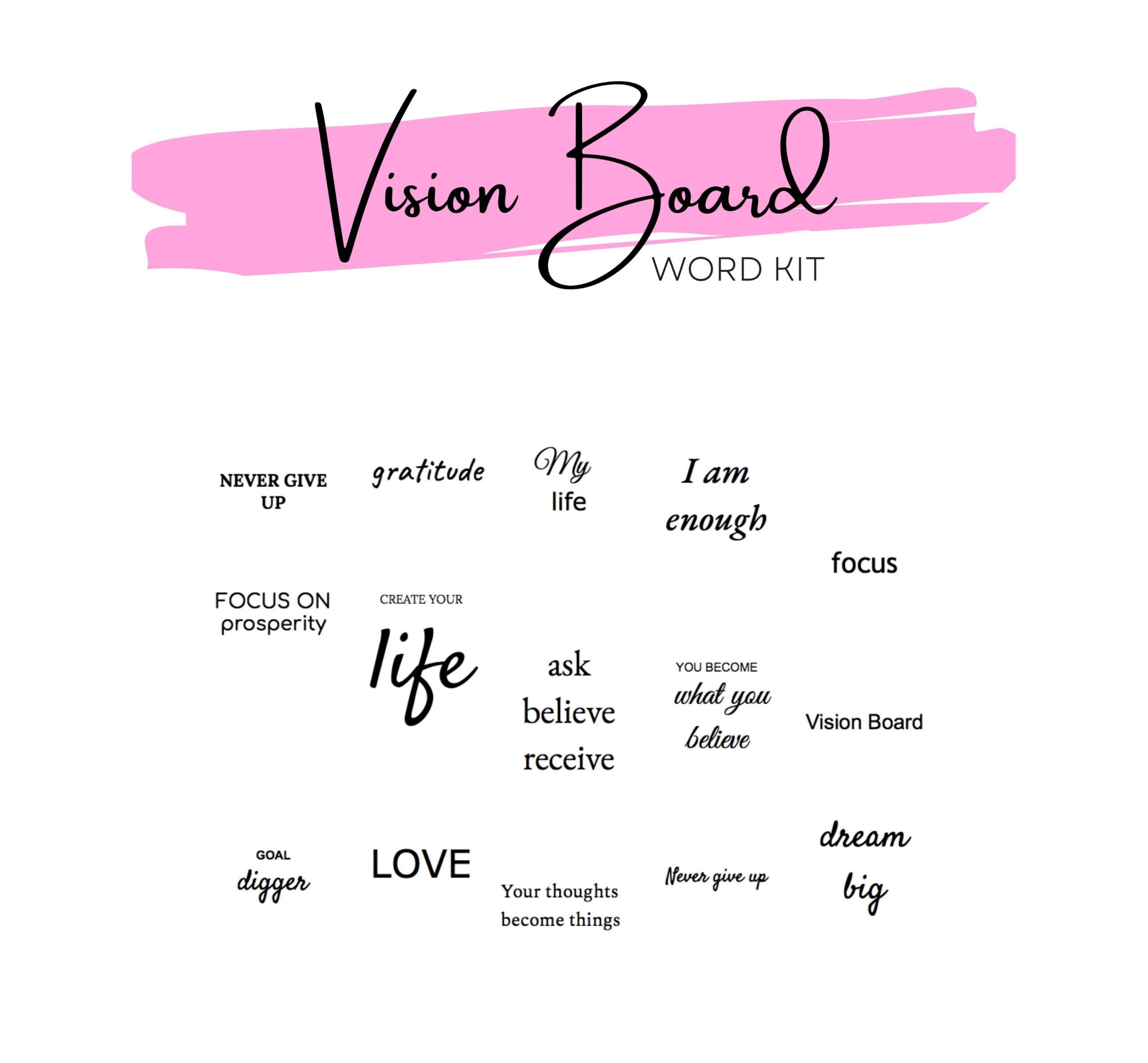 Vision Board Printable Inspirational Quotes U0026 Words Vision Board Kit Manifestation Kit Law Of Attraction Quotes 2024 Etsy