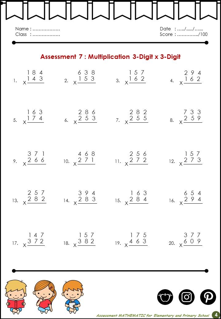 3 Digit Multiplication Math Multiplication Worksheets 47 OFF 
