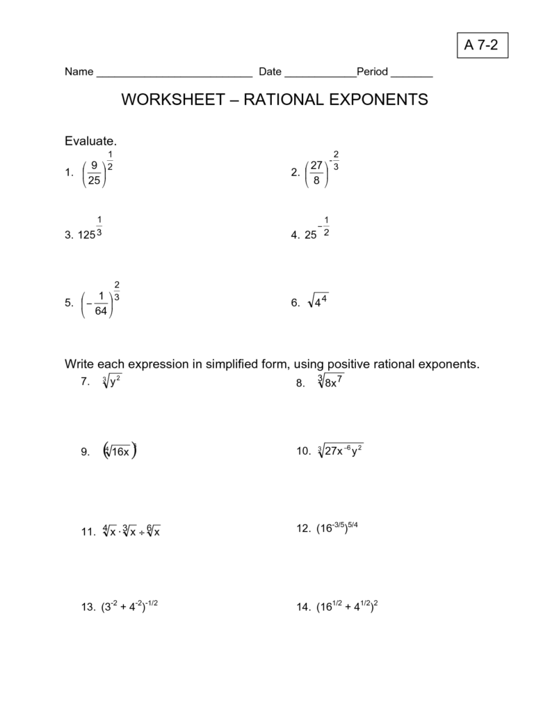 Exponents Worksheets - Free Printable Worksheets