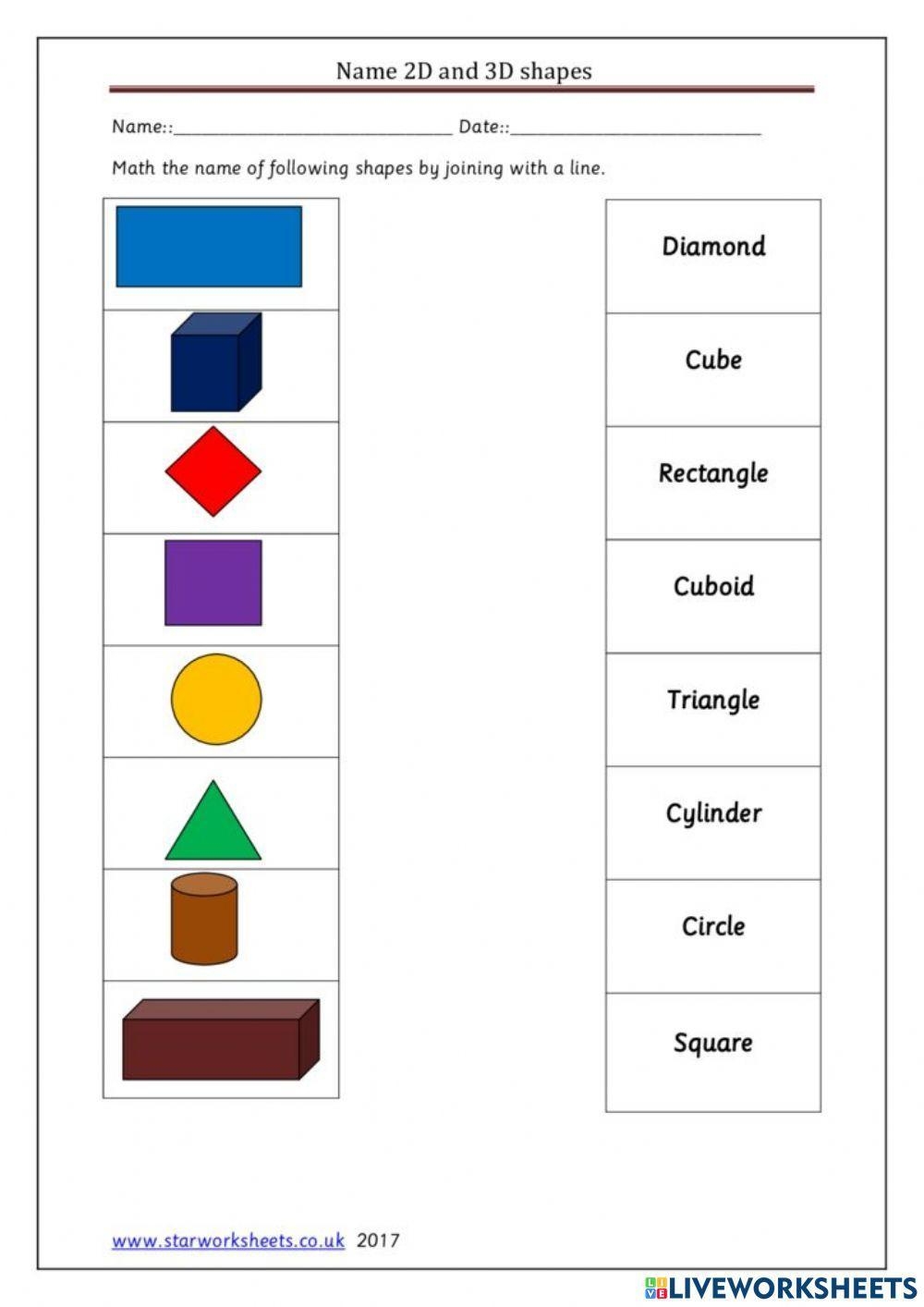 3D Shapes Math Worksheet Hopscotch Worksheets Library