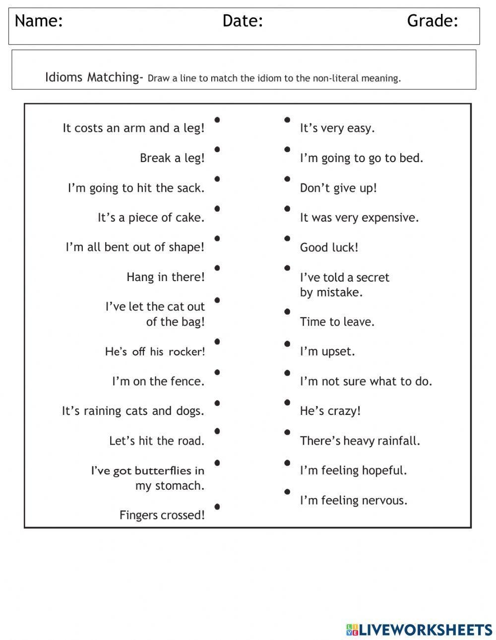 50 Idioms Worksheets For 8th Grade On Quizizz Free Printable 
