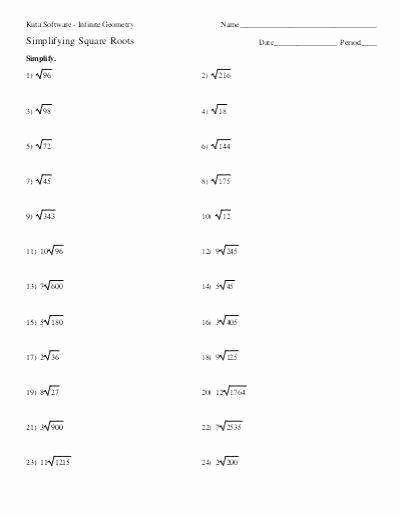 50 Simplify Square Root Worksheet