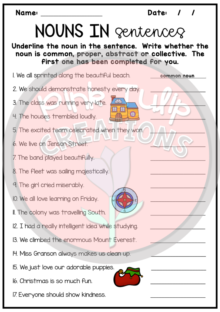 6Th Grade Noun Worksheet Class 6 Noun Worksheets