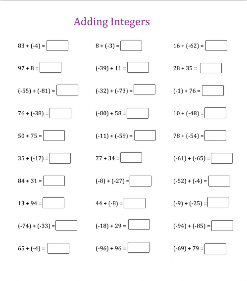 9 Adding And Subtracting Integers Worksheets To Teach With