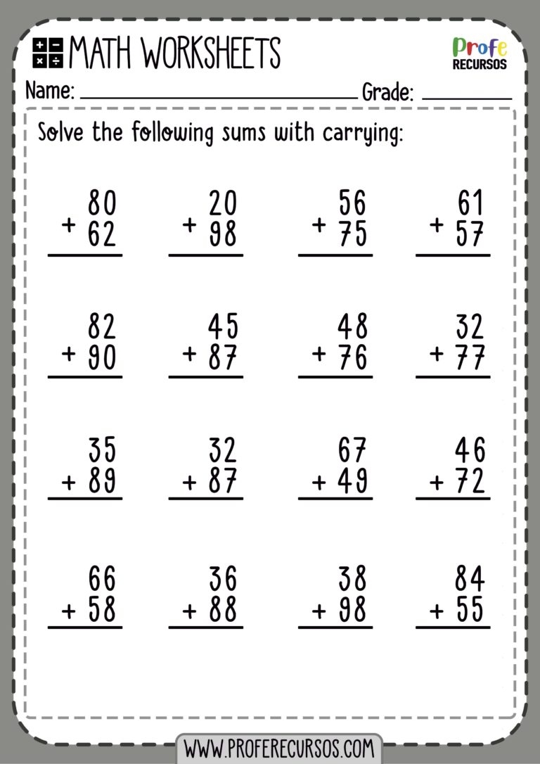 Adding Regrouping Worksheets