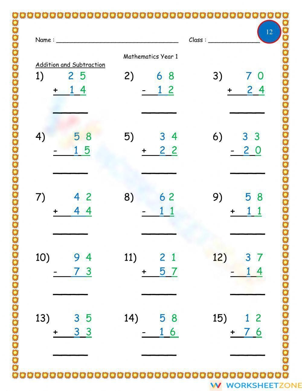 Addition And Subtraction Worksheet Worksheets Library