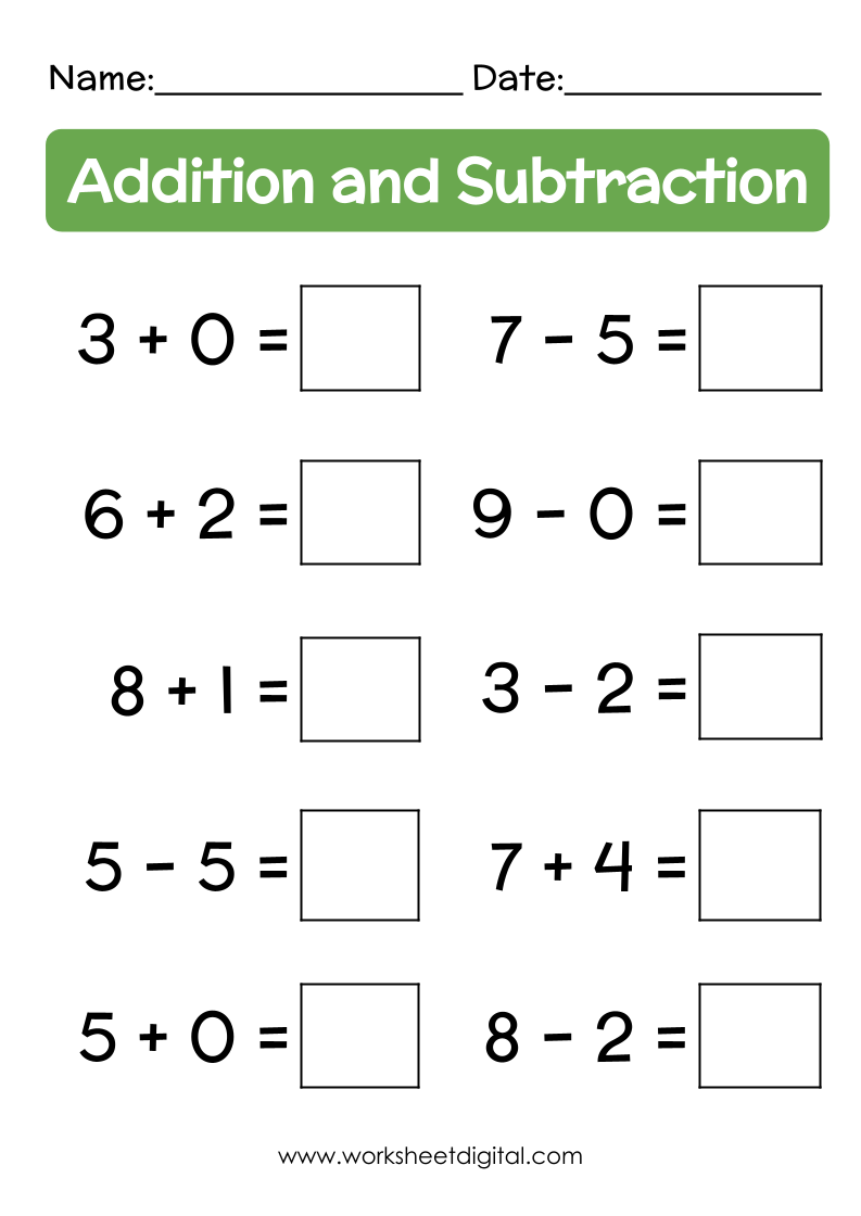 Addition And Subtraction Worksheets For Kindergarten Worksheets Library
