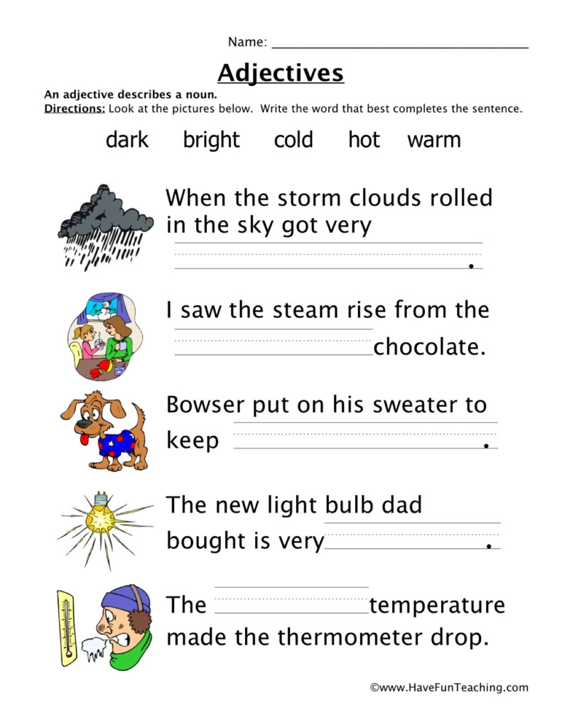 Adjective Worksheet For 3rd Graders Adjectiveworksheets