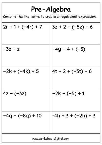Algebra Worksheets Worksheet Digital Worksheets Library