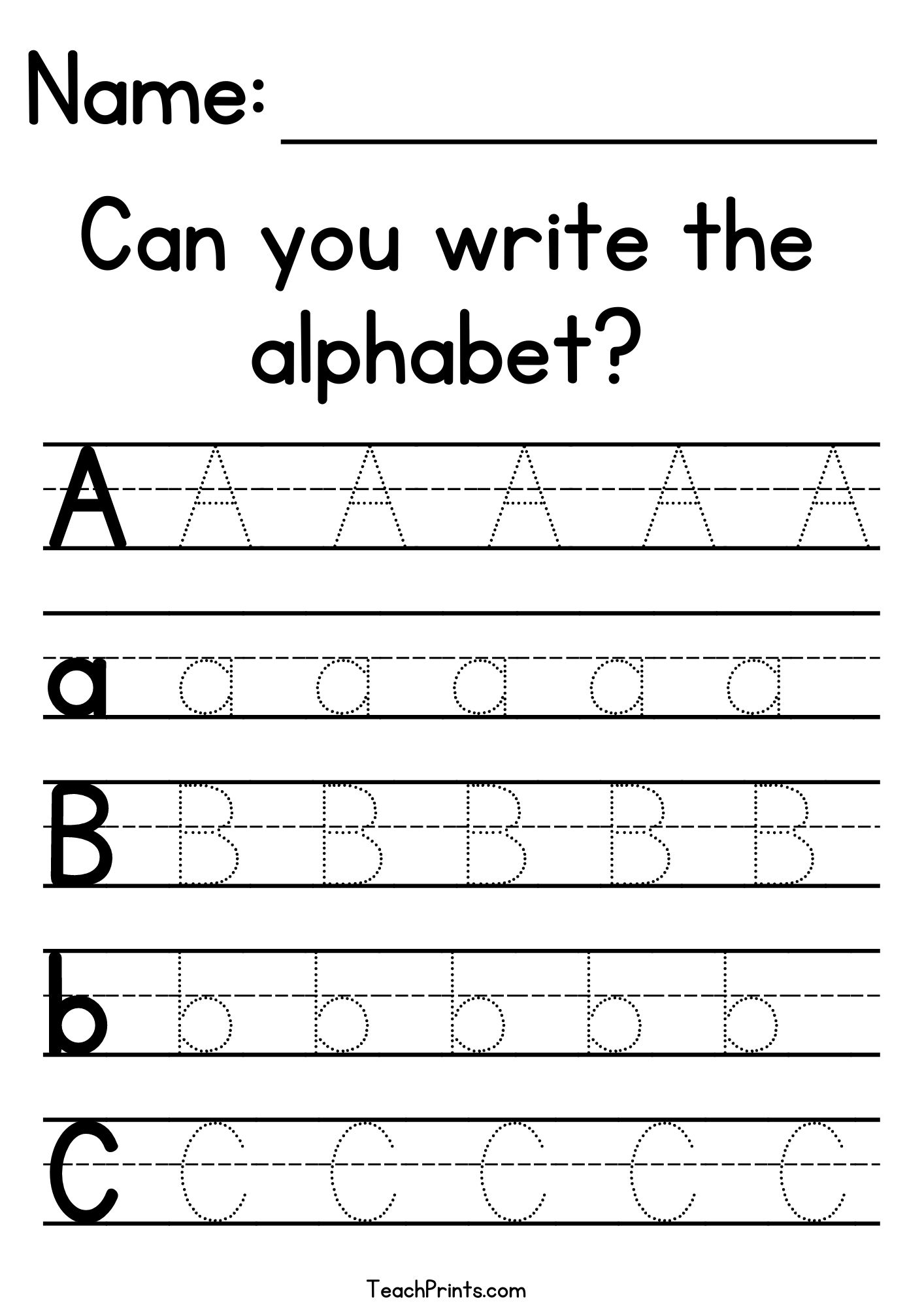 Alphabet Tracing Worksheets Free Printables Teach Prints