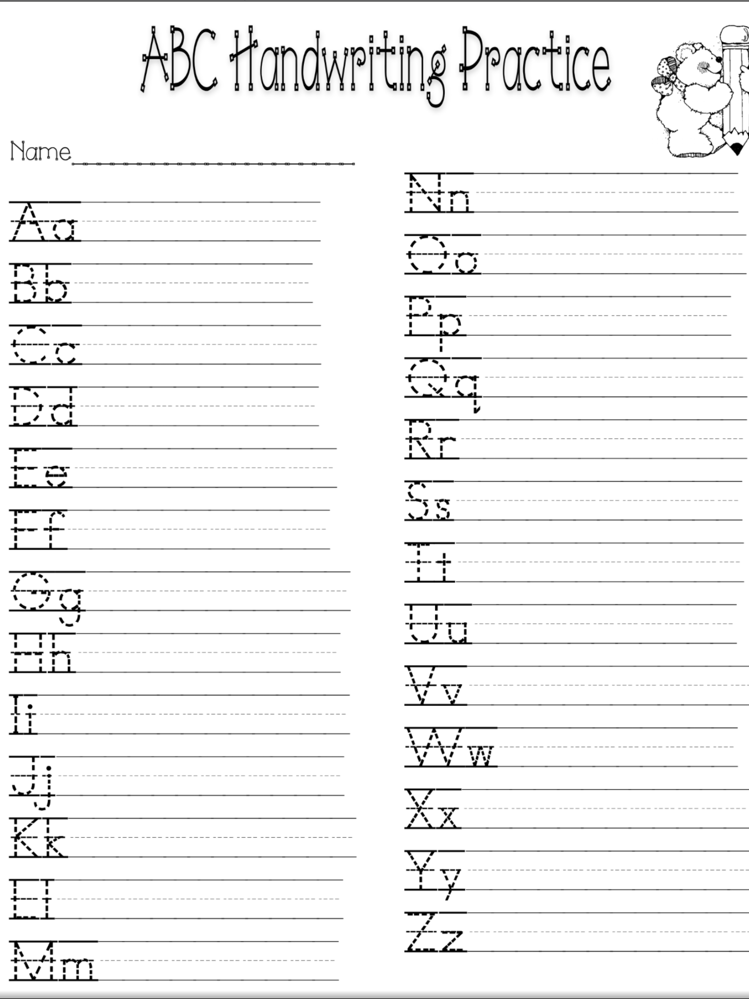 Alphabet Writing Worksheets A Z AlphabetWorksheetsFree