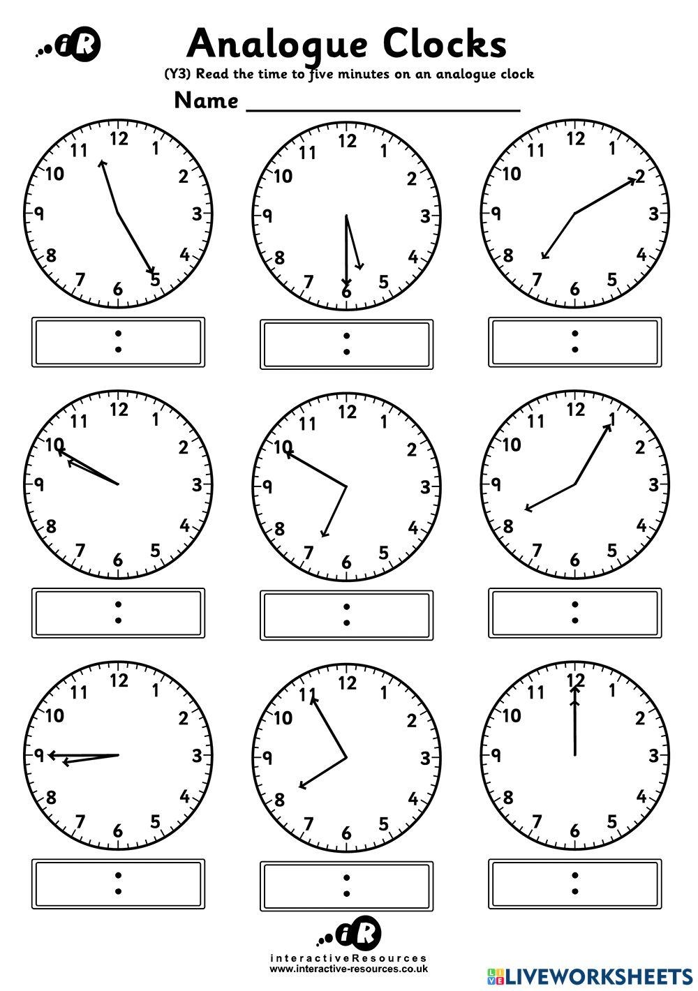Analog And Digital Clock Worksheet Grade1to6 Worksheets Library