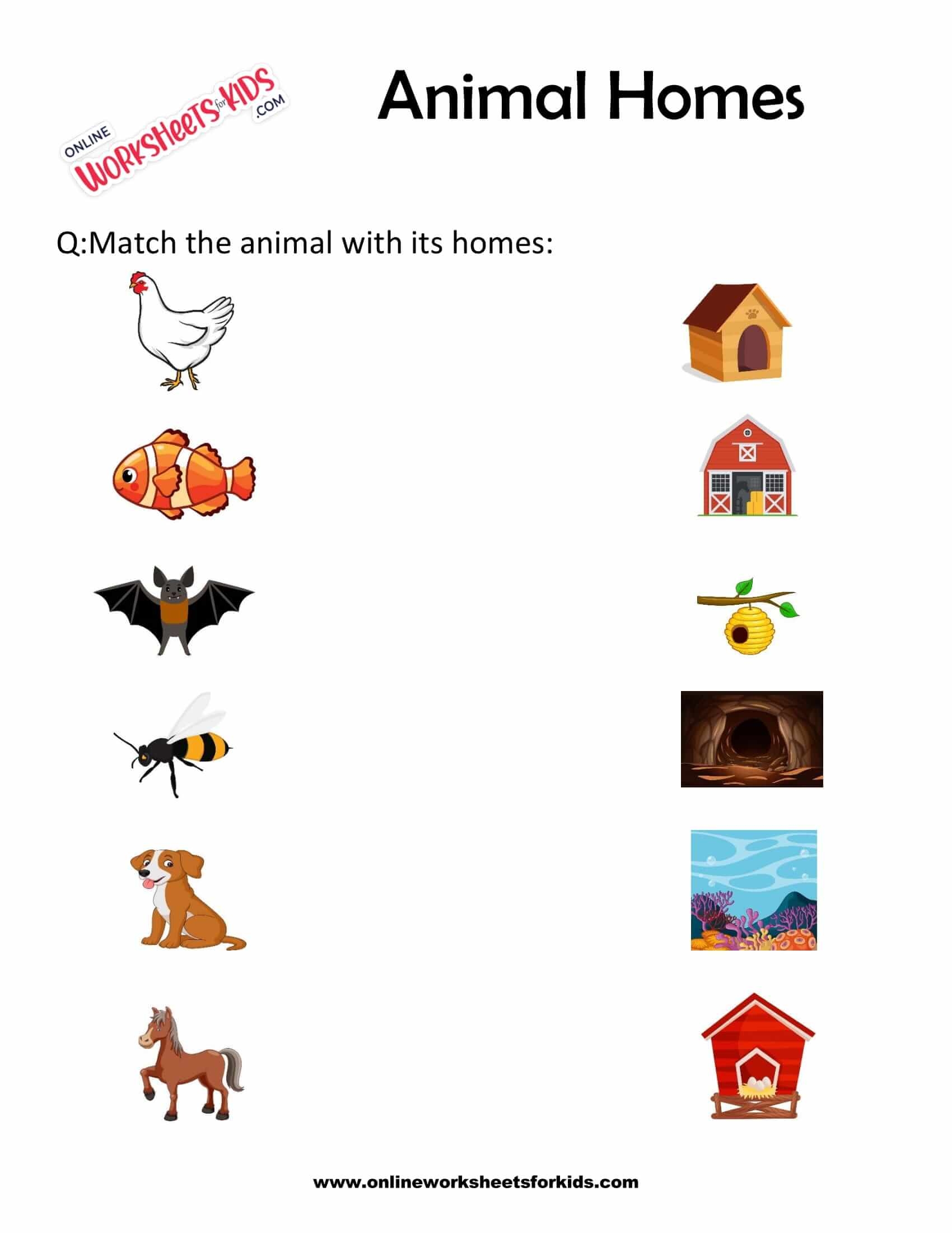 Animal Homes Worksheet For Grade 1 10 PDF Worksheets Library