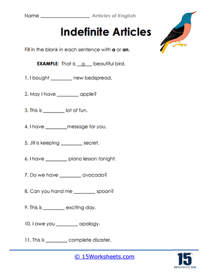 Articles Exercises Free Printable Articles ESL Worksheets 