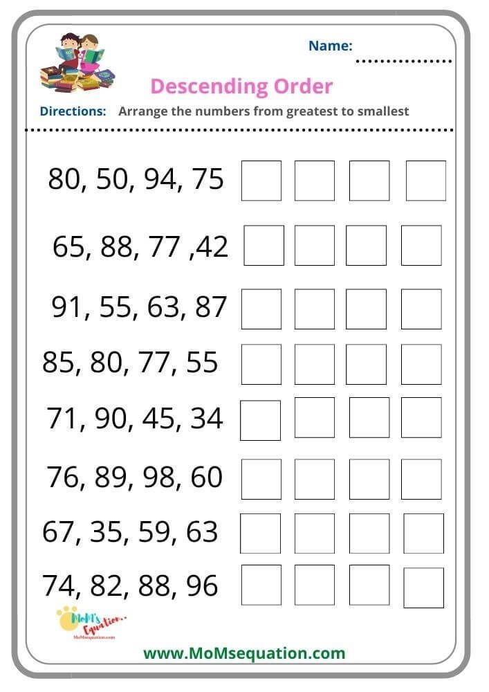 Ascending And Descending Order Worksheet Pack