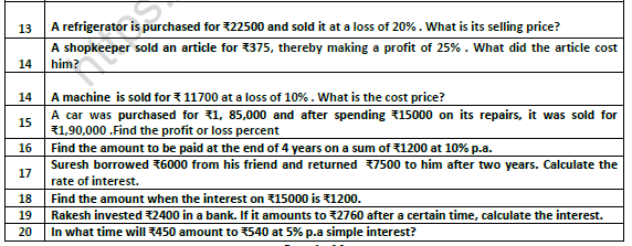 CBSE Class 7 Mathematics Comparing Quantities Worksheet