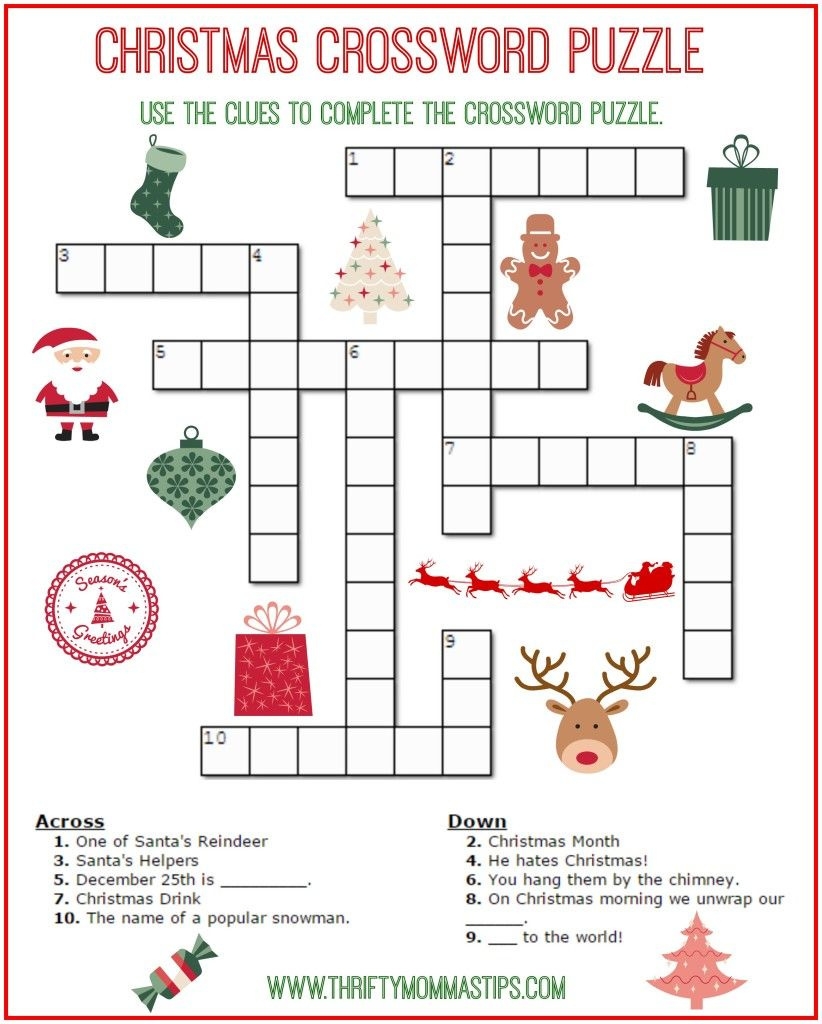 Christmas Crossword Free Printable FREE Printable A Z