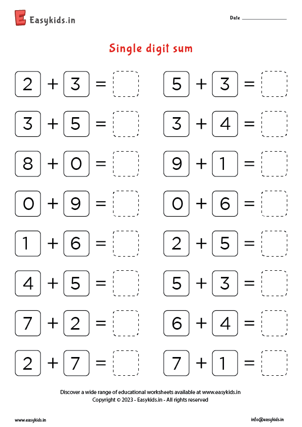 Class 1 Math Worksheets EasyKids in Worksheets Library