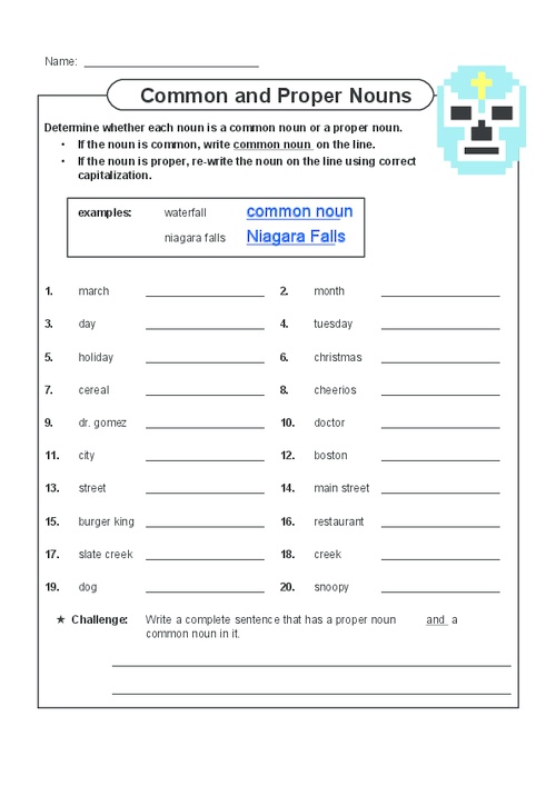 Common Proper Nouns Worksheets 5th Grade