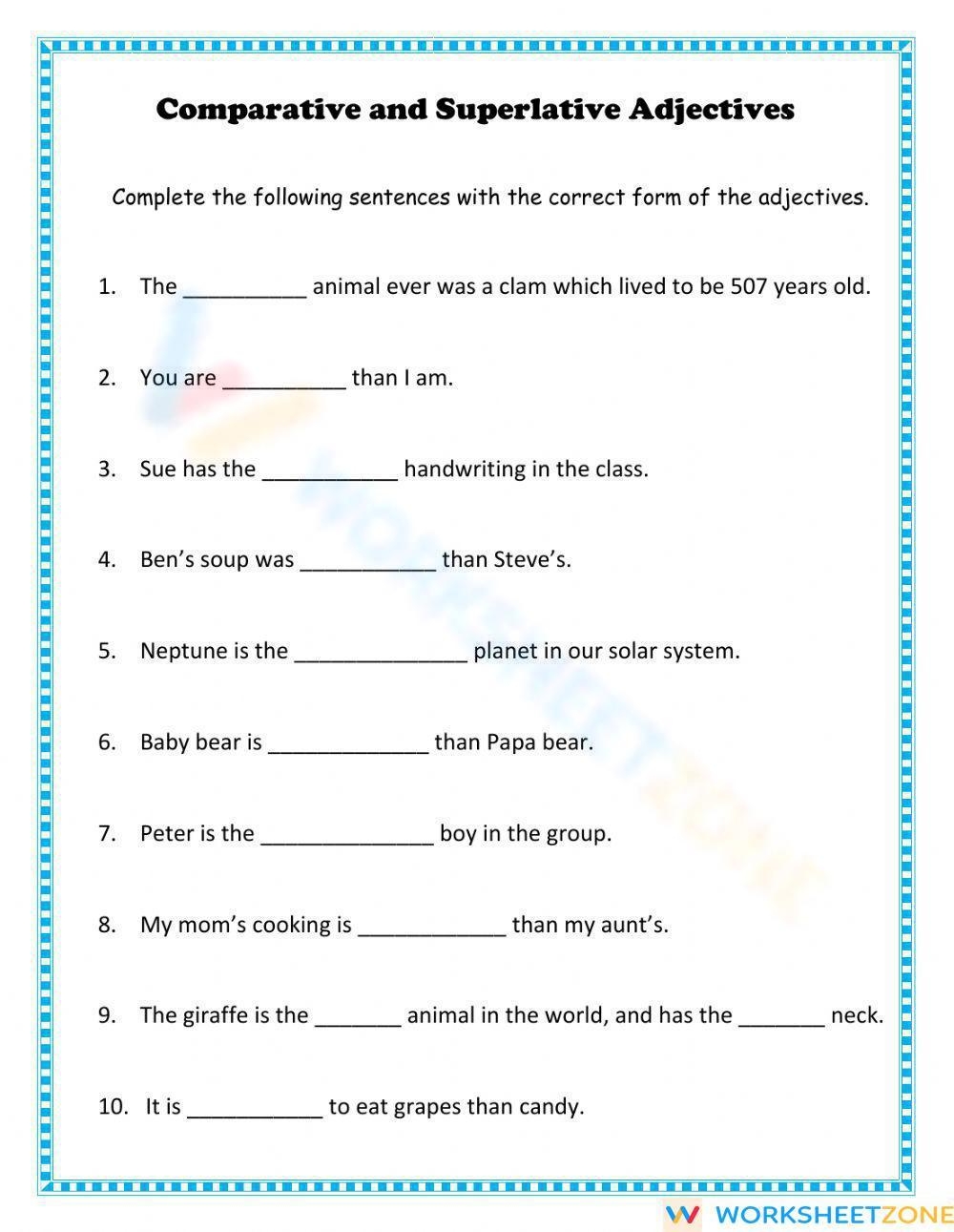 Comparative And Superlative Adjectives And Adverbs Worksheets K5 