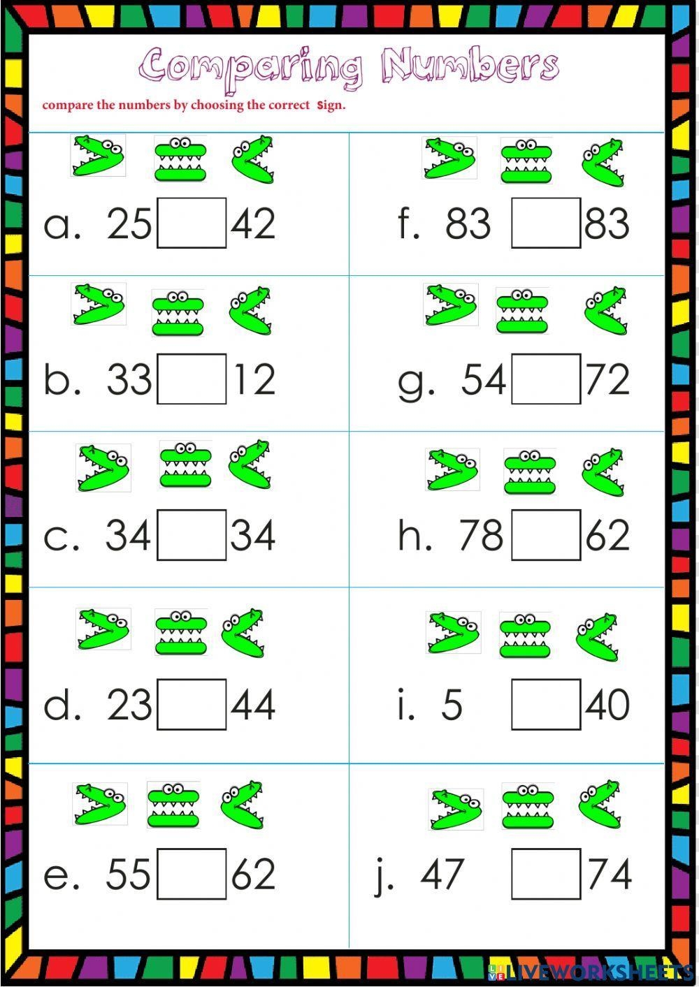 Comparing Numbers 1 Ordering Numbers By URBrainy Worksheets 