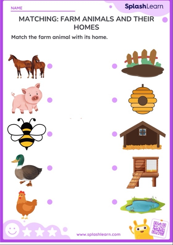 Connect The Animal To Its Home Kindergarten Preschool Reading