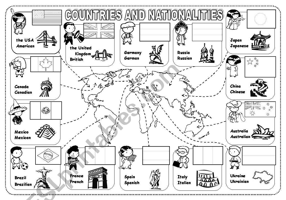 Countries And Nationalities Worksheet 1 Countries And Nationalities