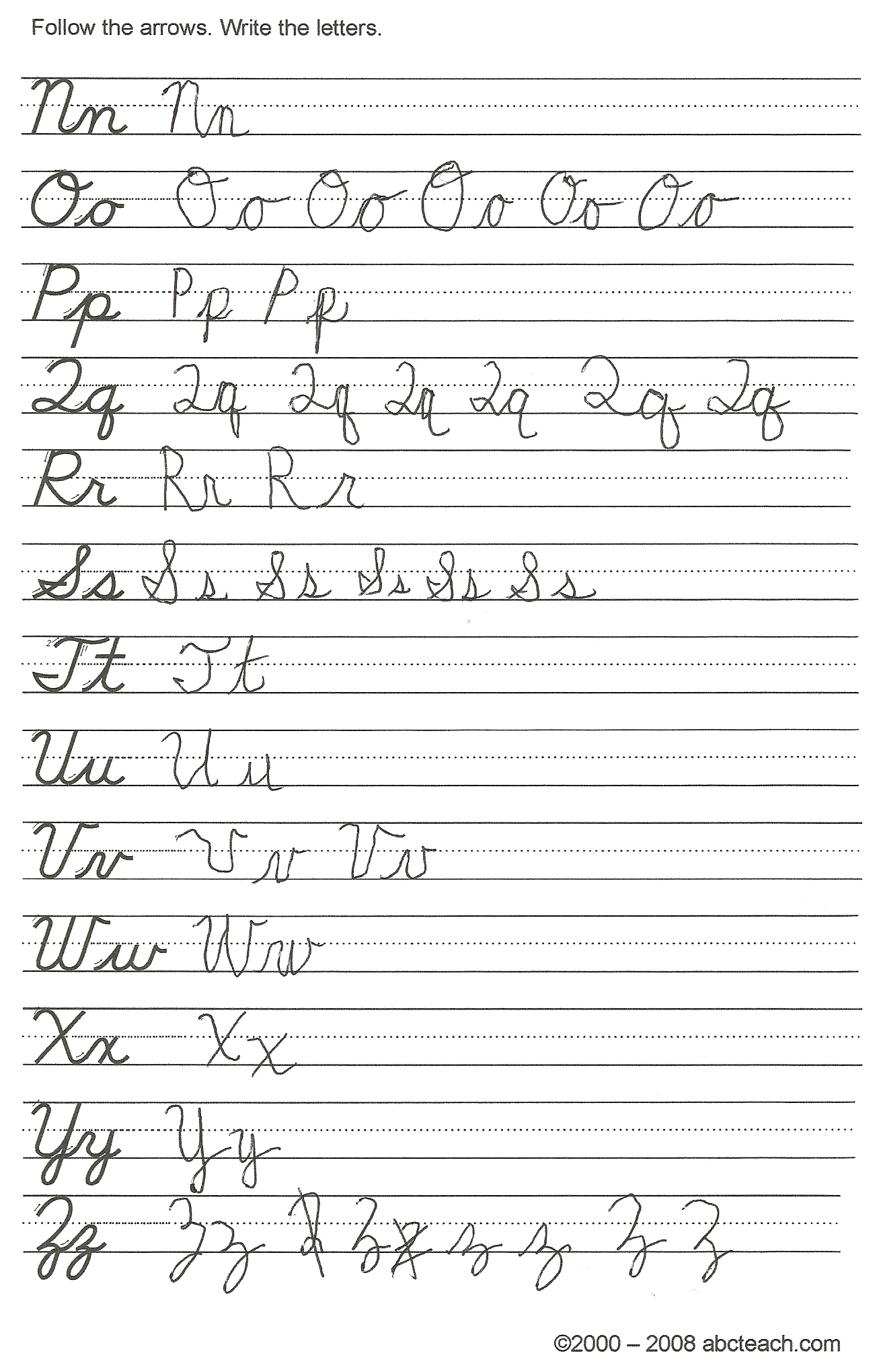 Cursive Alphabet Practice Sheets Printable D Nealian Cursive Writing