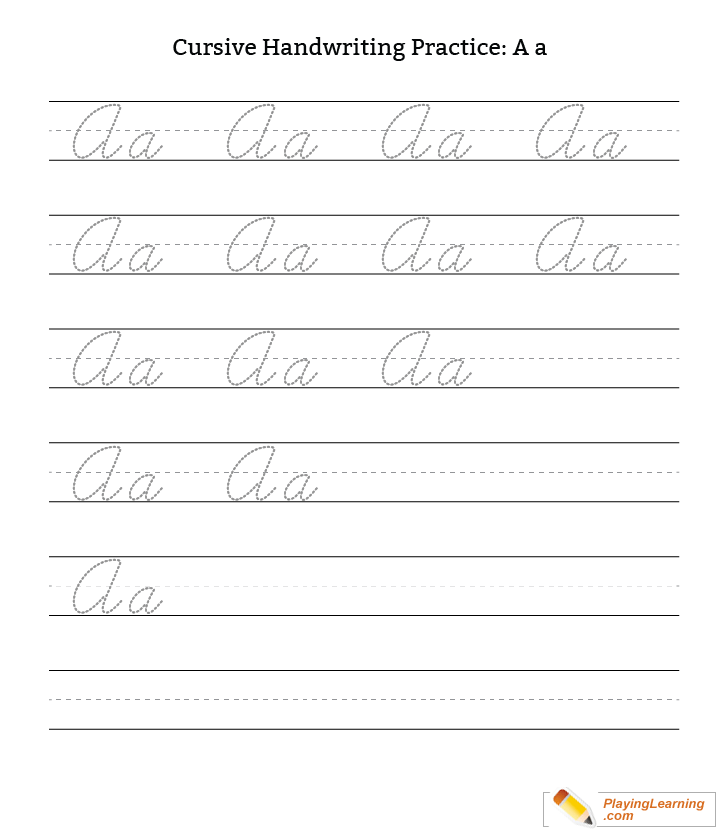 Cursive Handwriting Practice Letter A Free Cursive Handwriting
