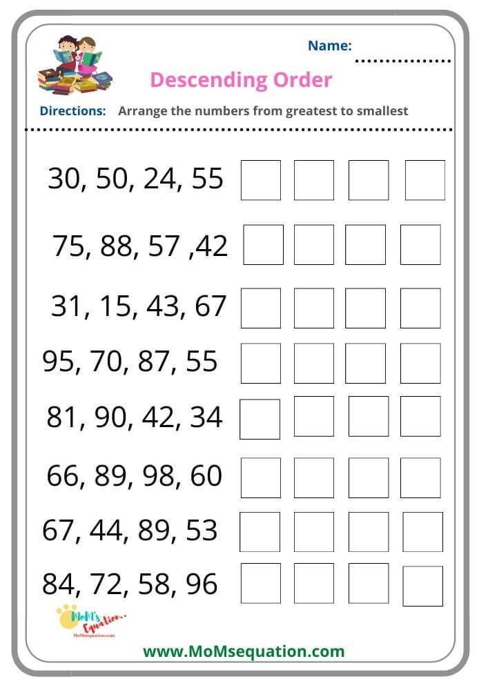 Descending Order Worksheet Artofit