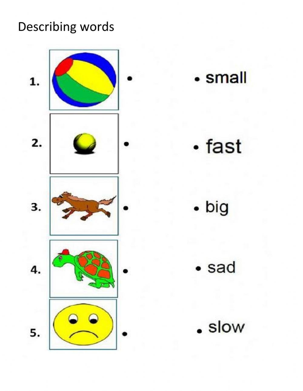 Describing Words Worksheet For Ukg Kindergarten Worksheets