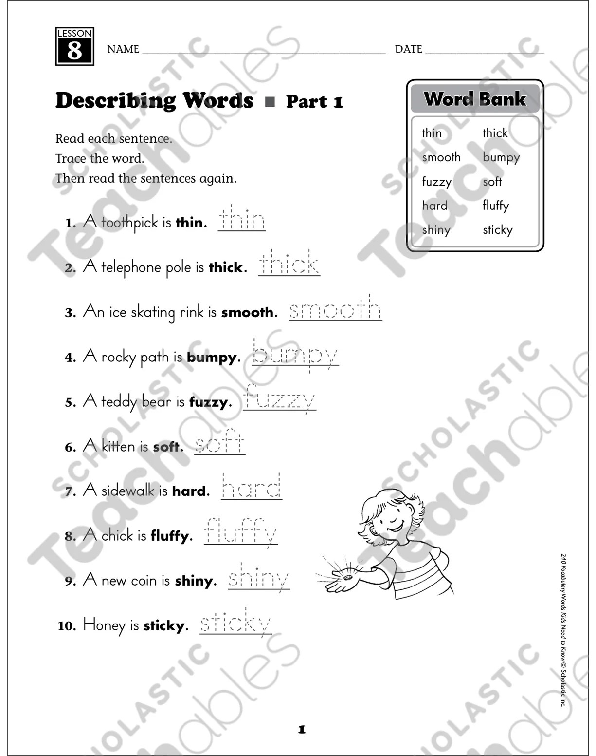Describing Words Worksheet Kindergarten