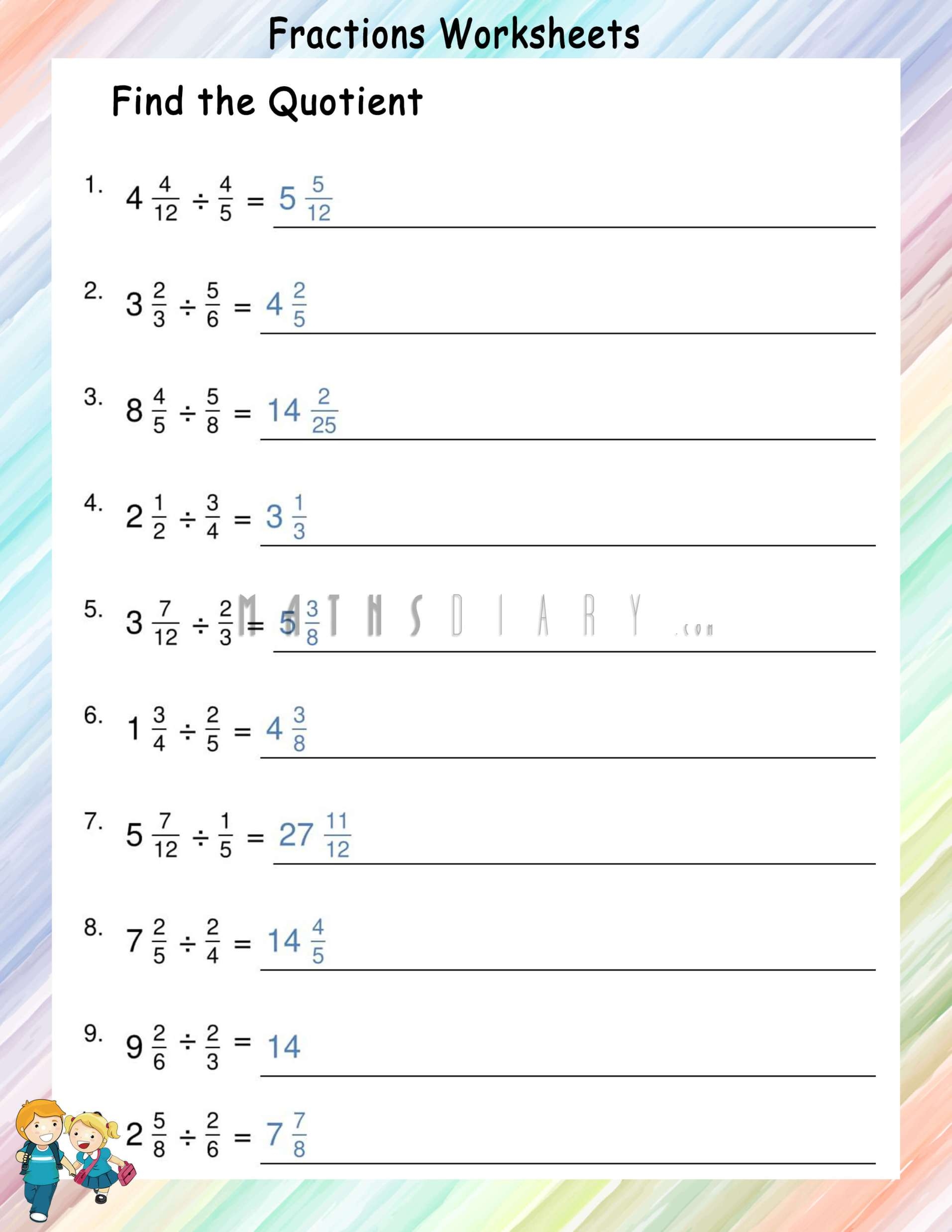 Dividing Mixed Number By Fractions Worksheets Math Worksheets 