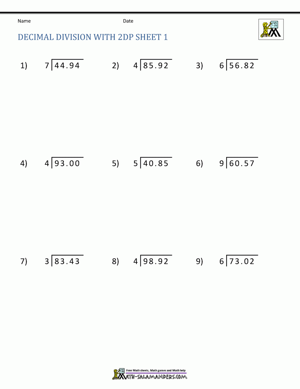 Division And Decimals