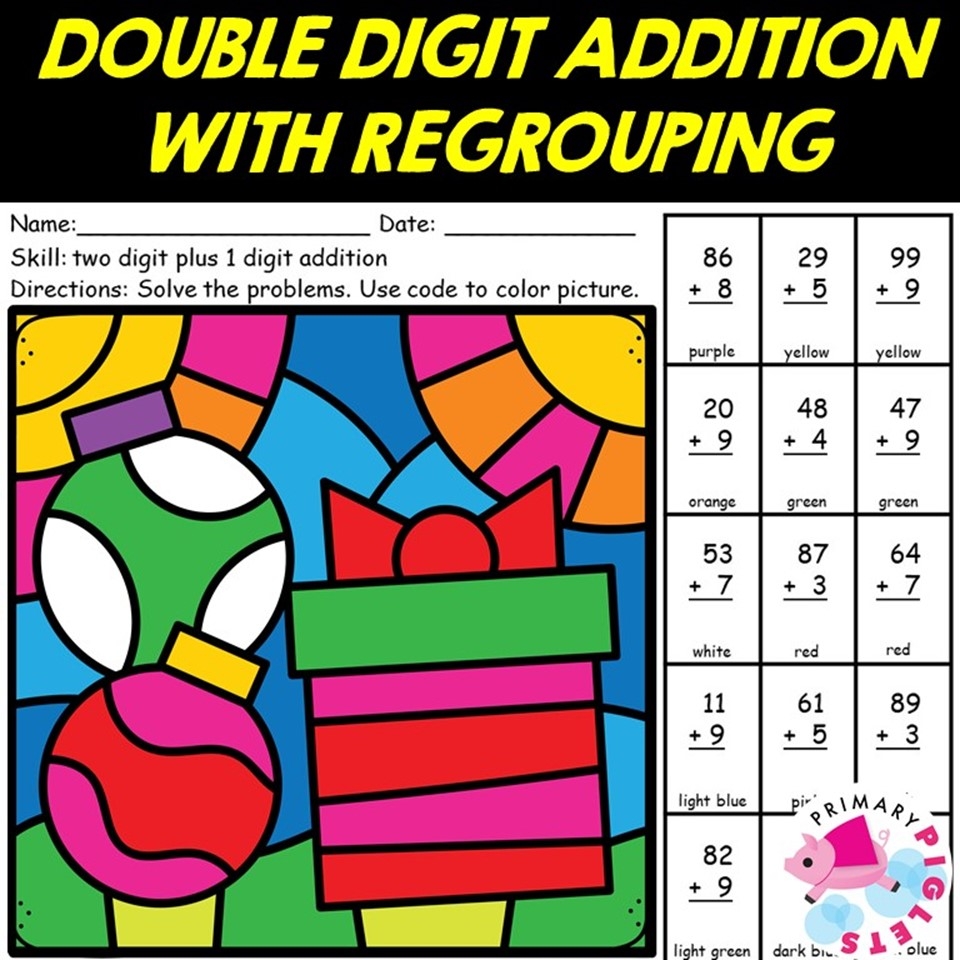 Double Digit Addition With Regrouping Color By Number Infoupdate