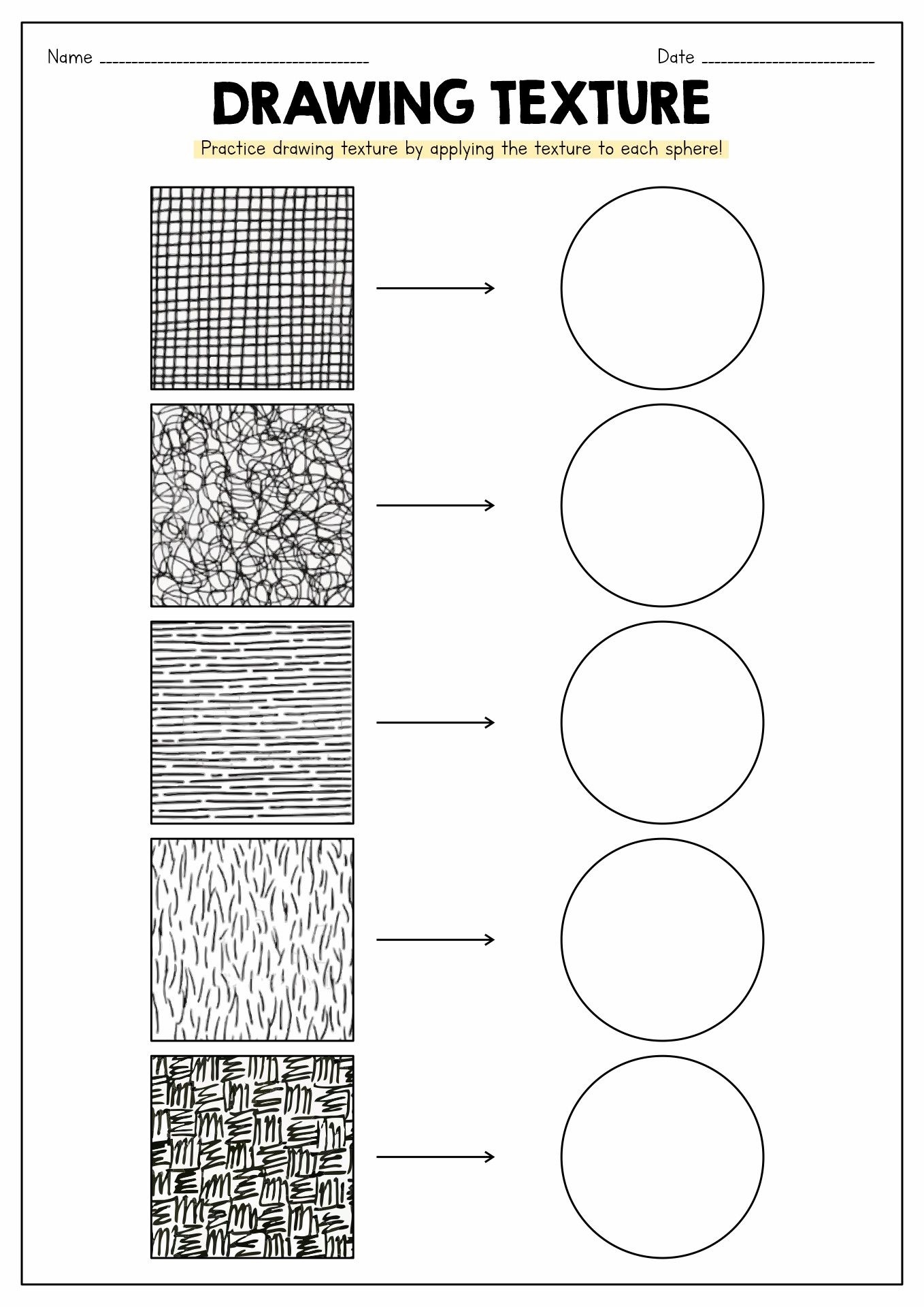 Drawing Texture Worksheet Line Art Lesson Art Lesson Plans Elementary