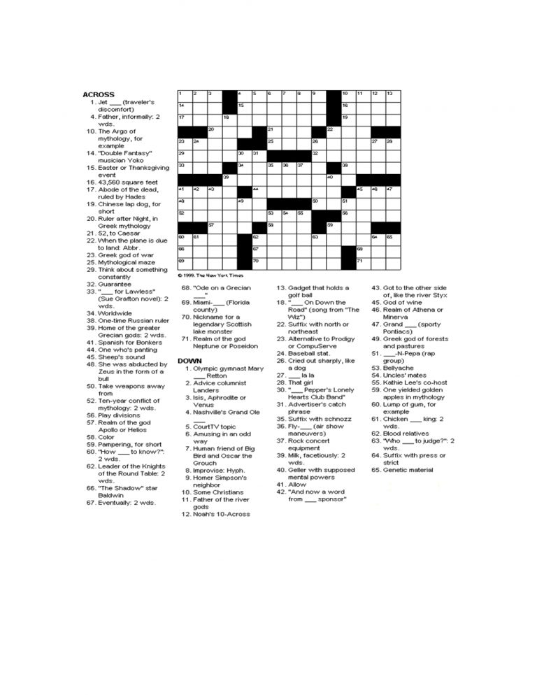 Easy Crossword Puzzles For Senior Activity Kiddo Shelter Printable 