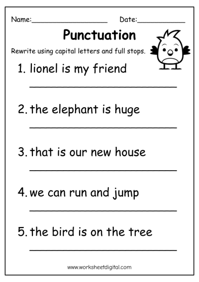 Ending Punctuation Worksheet For Kindergarten And Preschool K5 